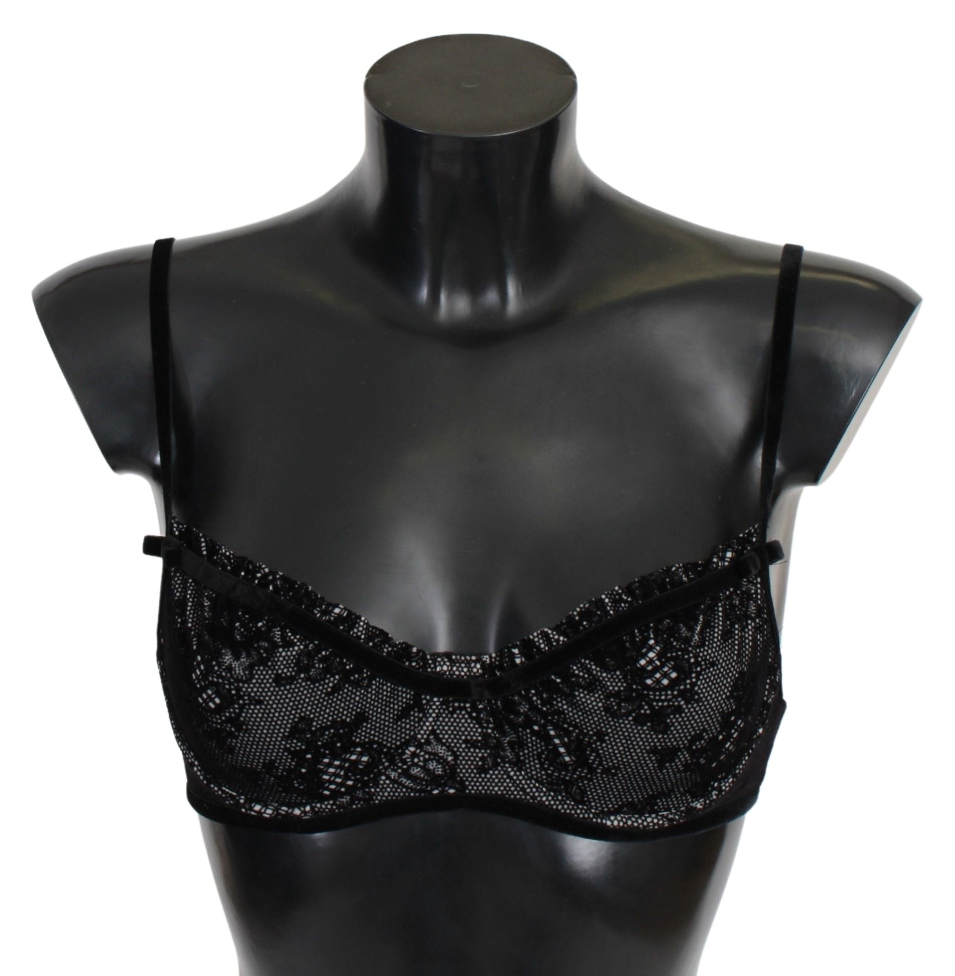Ermanno Scervino Black Mesh Balconette Bra Nylon Underwear