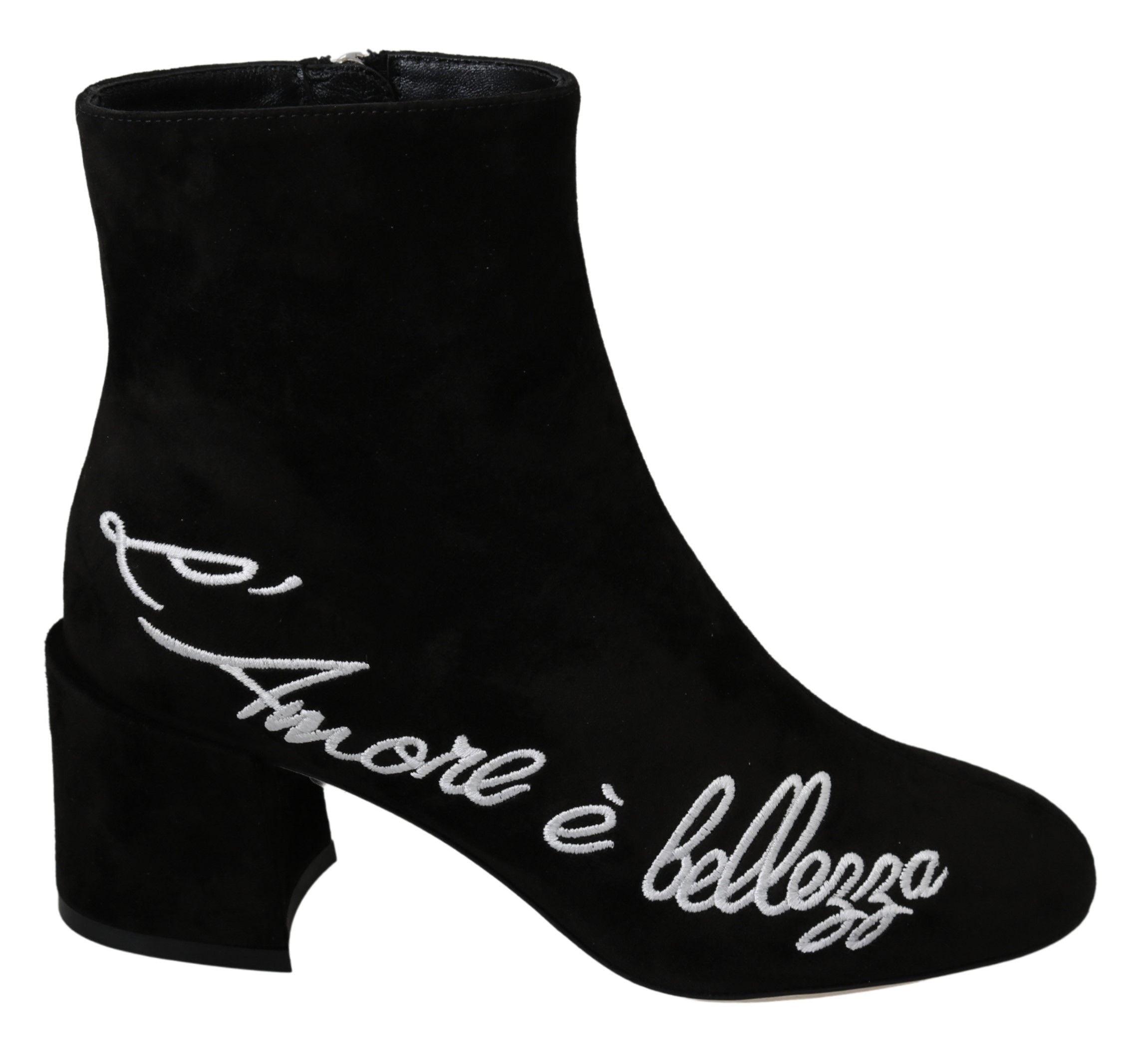 Dolce & Gabbana Black Suede Love Is Beauty Boots Shoes