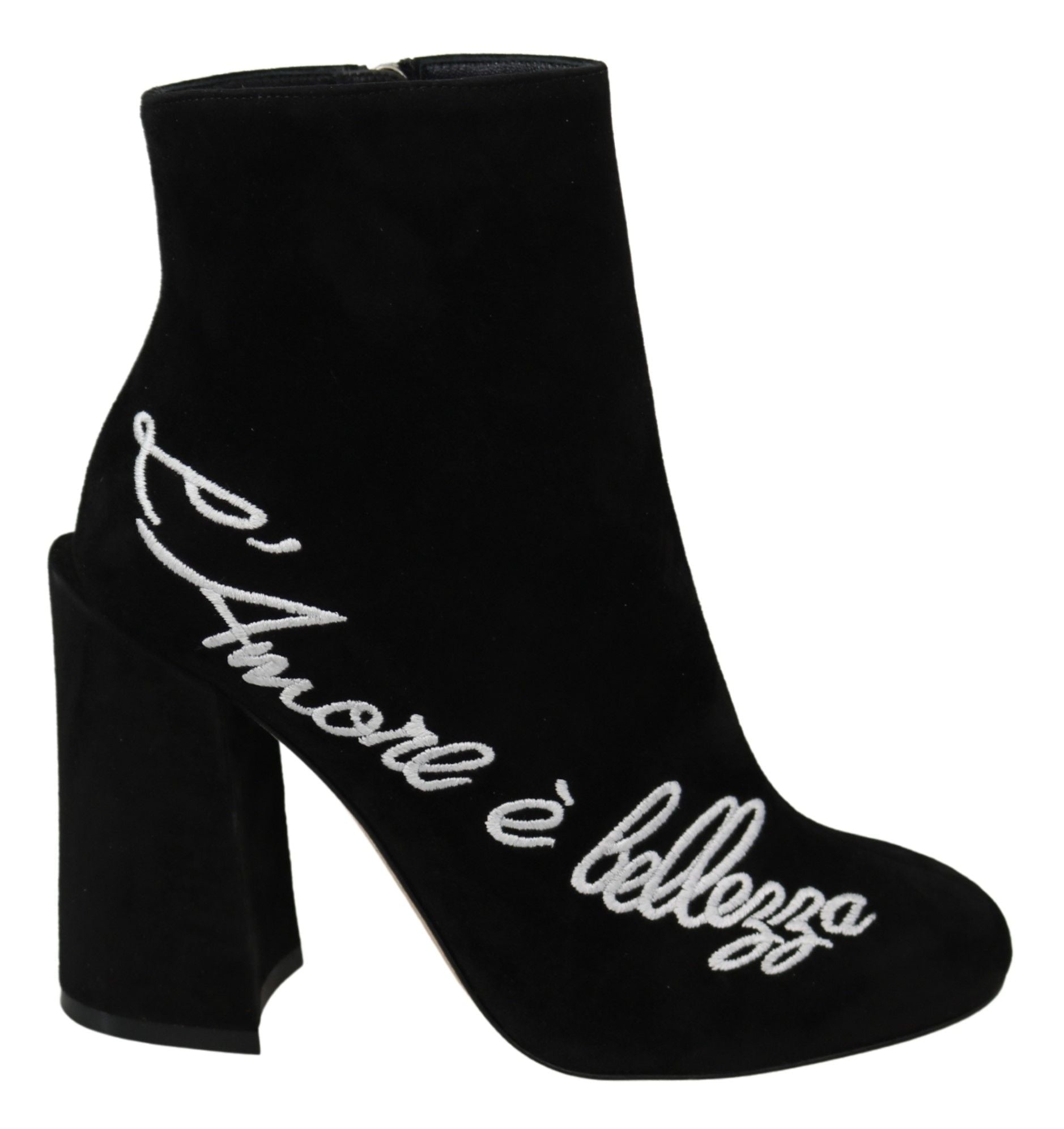 Dolce & Gabbana Black Suede Love Is Beauty Boots Shoes
