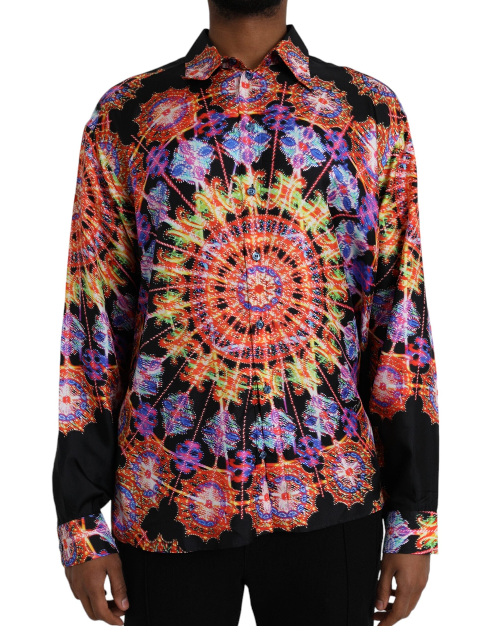 Dolce & Gabbana Multicolor Luminarie Silk Men's Casual Shirt