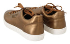 Dolce &amp; Gabbana Gold Leather Mens Casual Sneakers