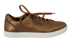 Dolce &amp; Gabbana Gold Leather Mens Casual Sneakers