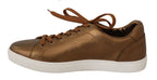 Dolce &amp; Gabbana Gold Leather Mens Casual Sneakers