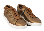 Dolce &amp; Gabbana Gold Leather Mens Casual Sneakers