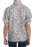Dolce &amp; Gabbana White Musical Instrument Collared Blouse Shirt