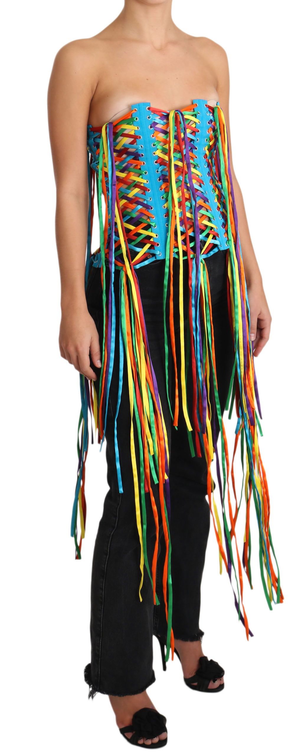 Dolce &amp; Gabbana Multicolor Strings Bustier Polyester Corset Top