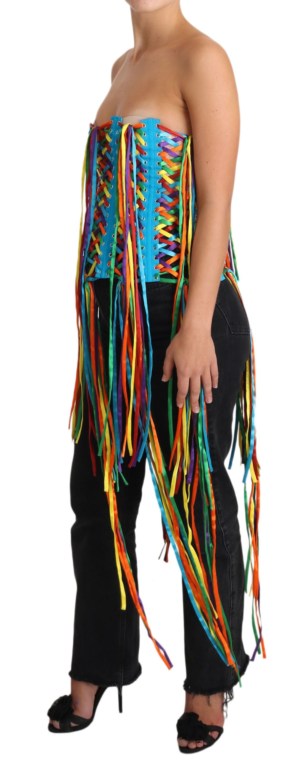 Dolce &amp; Gabbana Multicolor Strings Bustier Polyester Corset Top
