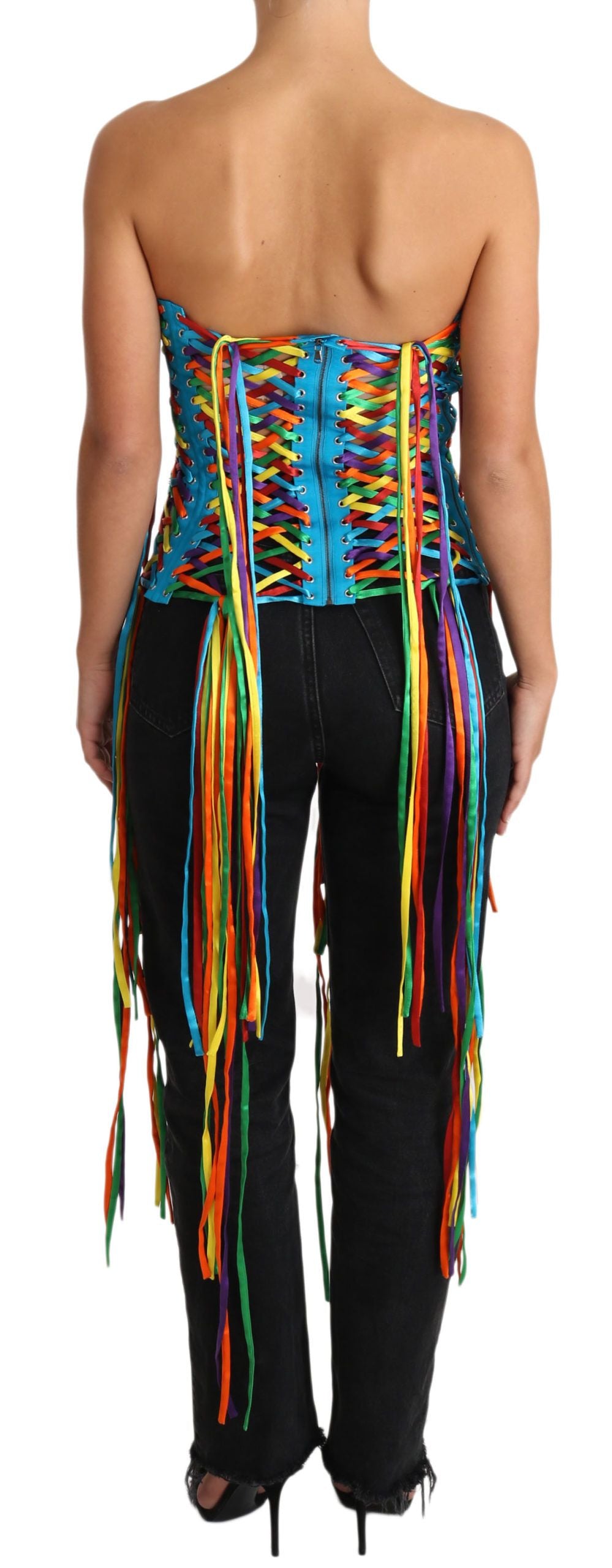 Dolce &amp; Gabbana Multicolor Strings Bustier Polyester Corset Top