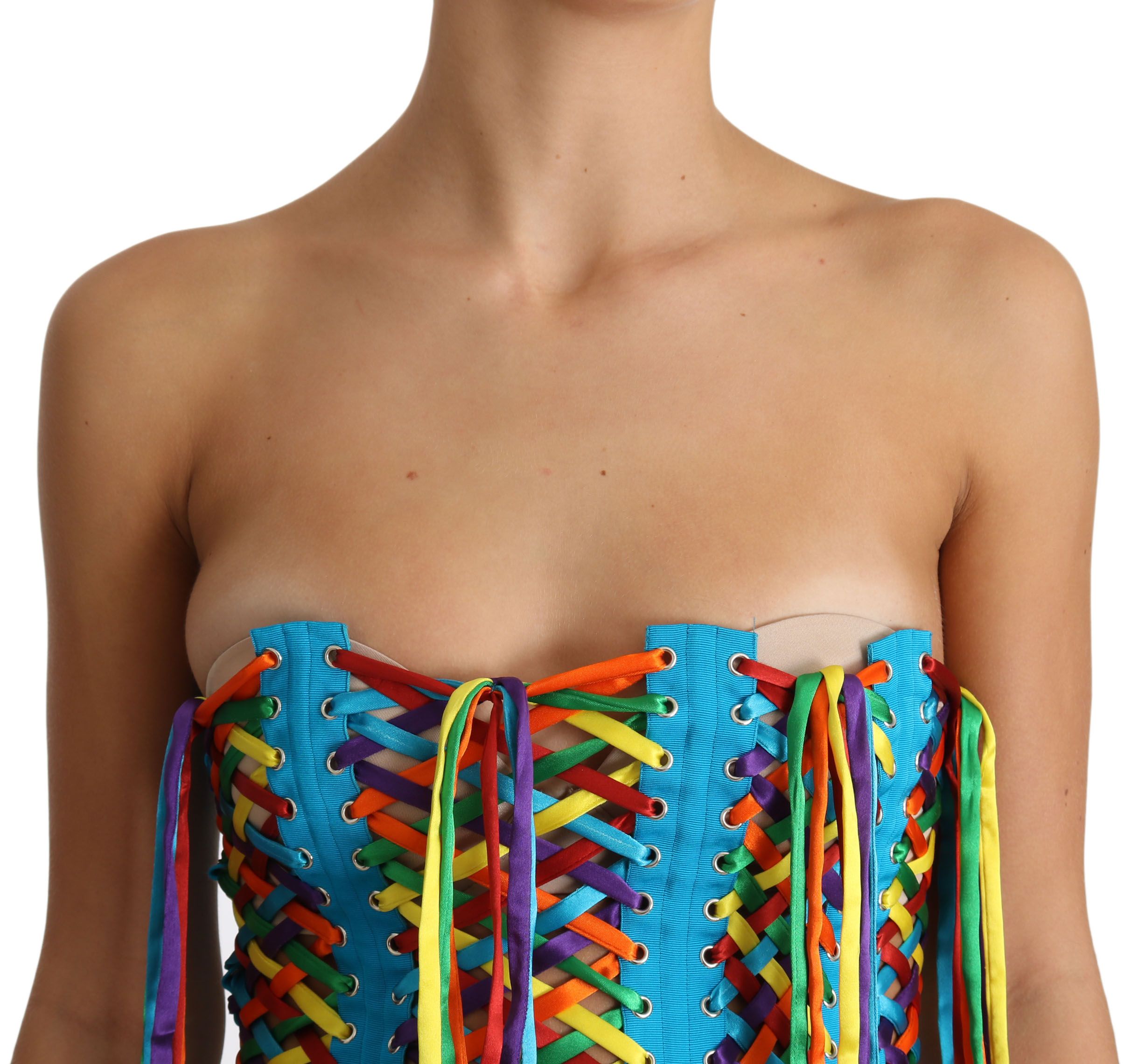 Dolce &amp; Gabbana Multicolor Strings Bustier Polyester Corset Top