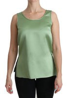 Dolce &amp; Gabbana Green Sleeveless 100% Silk Top Tank Blouse