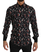 Dolce &amp; Gabbana Black Musical Instrument Slim fit Shirt