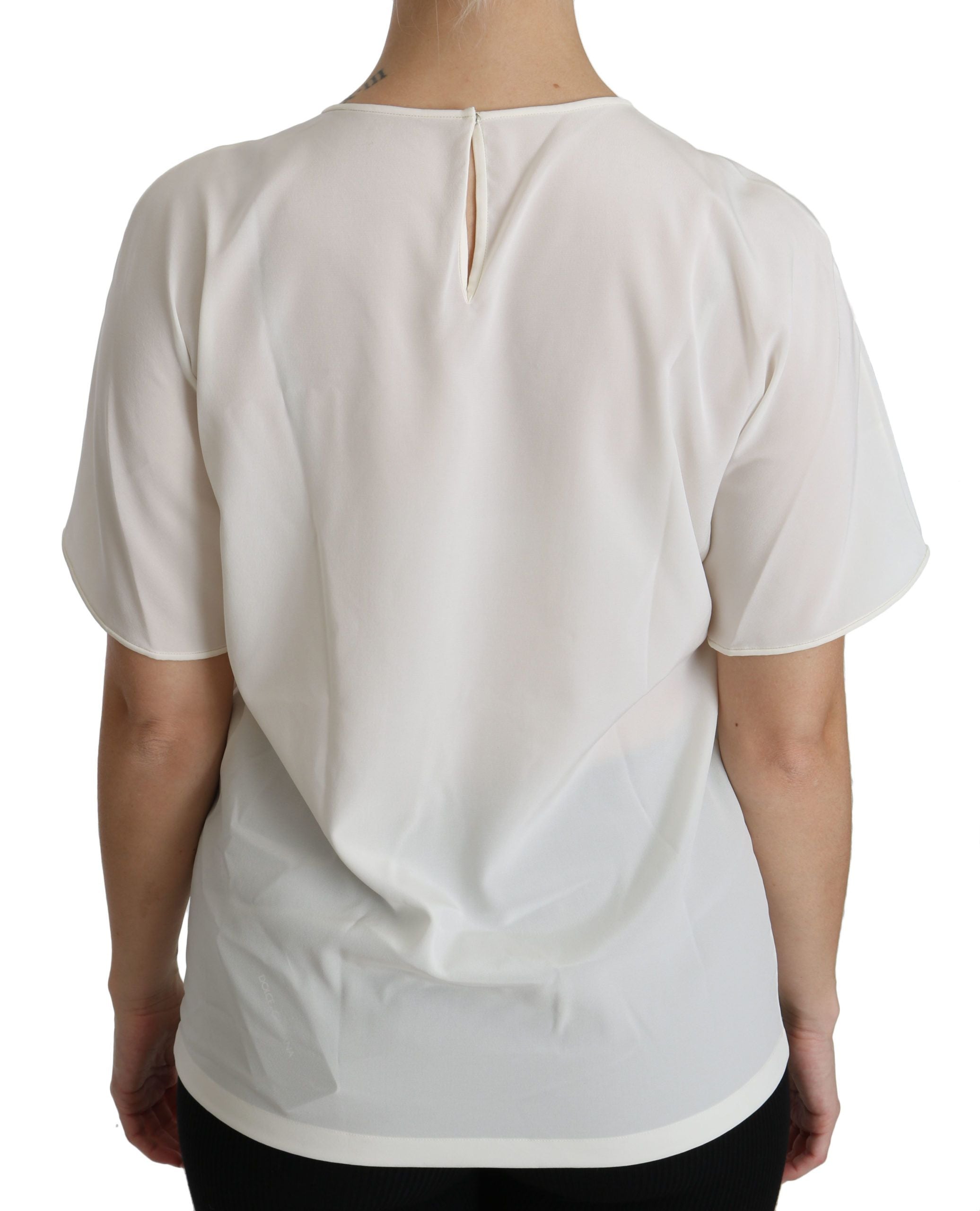 Dolce &amp; Gabbana White #dgfamily Patch Short Sleeve Blouse Top