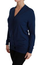 Dolce &amp; Gabbana Blue Button Cardigan Virgin Wool Sweater