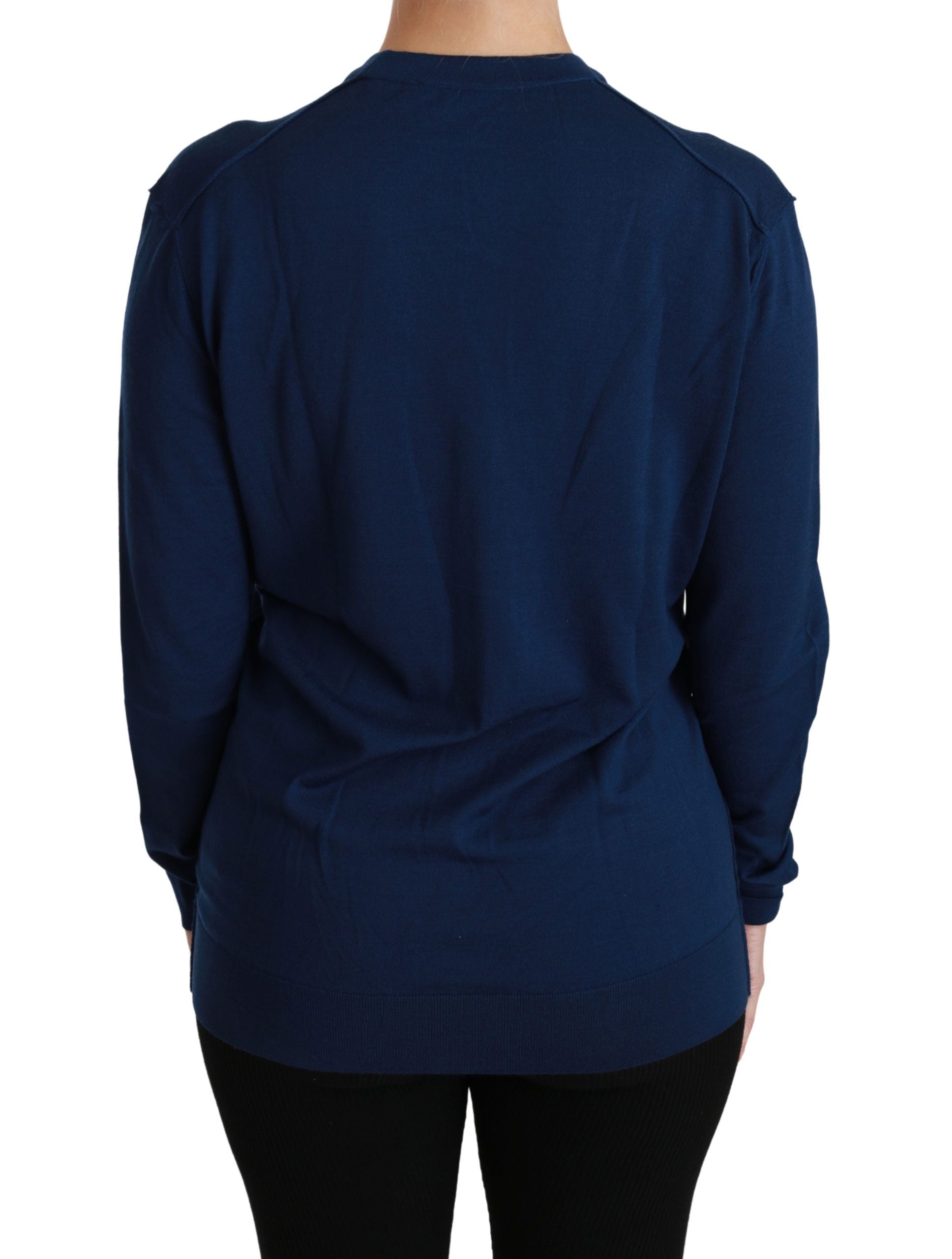 Dolce &amp; Gabbana Blue Button Cardigan Virgin Wool Sweater