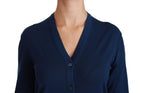 Dolce &amp; Gabbana Blue Button Cardigan Virgin Wool Sweater