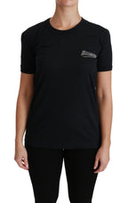 Dolce &amp; Gabbana Blue Love Patch Crewneck Cotton Top T-shirt