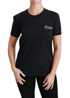 Dolce &amp; Gabbana Blue Love Patch Crewneck Cotton Top T-shirt