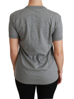 Dolce &amp; Gabbana Gray Crewneck Love Patch Cotton Top T-shirt