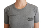 Dolce &amp; Gabbana Gray Crewneck Love Patch Cotton Top T-shirt