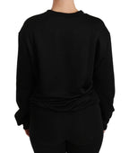 Dolce &amp; Gabbana Black Cotton Crewneck Pullover Sweater