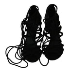 Dolce &amp; Gabbana Black Suede Strap Stilettos Shoes Sandals
