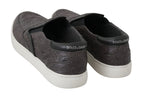 Dolce &amp; Gabbana Gray Leather Flat Caiman Mens Loafers Shoes
