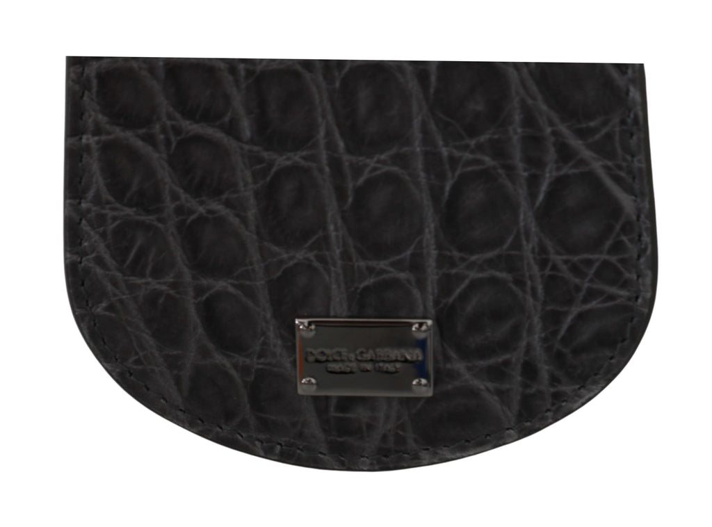 Dolce &amp; Gabbana Gray Exotic Skin Condom Case Holder Pocket Wallet