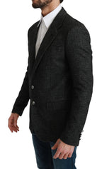 Dolce &amp; Gabbana Gray Plaid Check Slim Fit Jacket Blazer