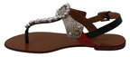 Dolce &amp; Gabbana Leather Ayers Crystal Sandals Flip Flops Shoes