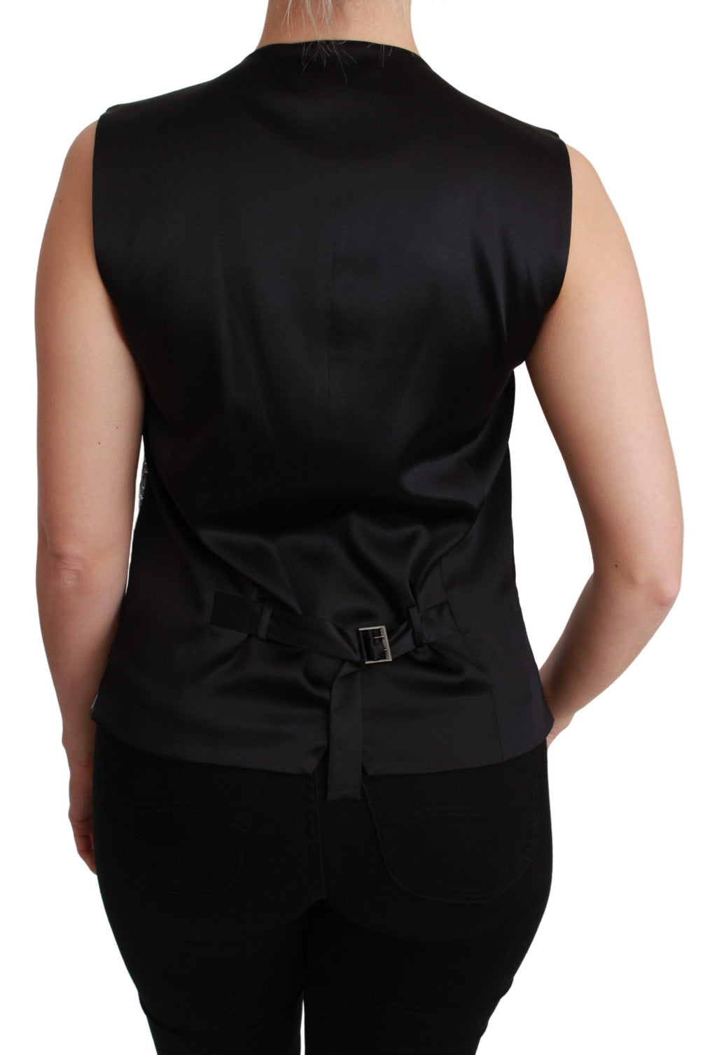 Dolce &amp; Gabbana Silver Brocade Sleeveless Metallic Top