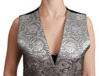 Dolce &amp; Gabbana Silver Brocade Sleeveless Metallic Top