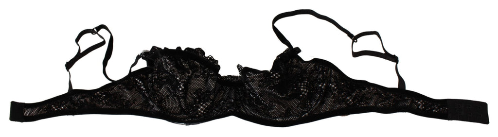 Ermanno Scervino Black Mesh Balconette Bra Nylon Underwear