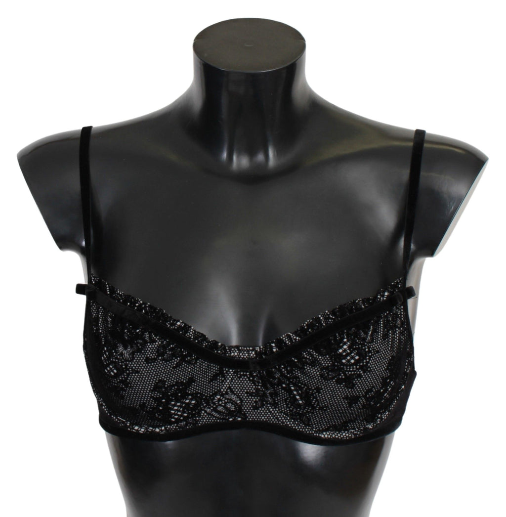 Ermanno Scervino Black Mesh Balconette Bra Nylon Underwear