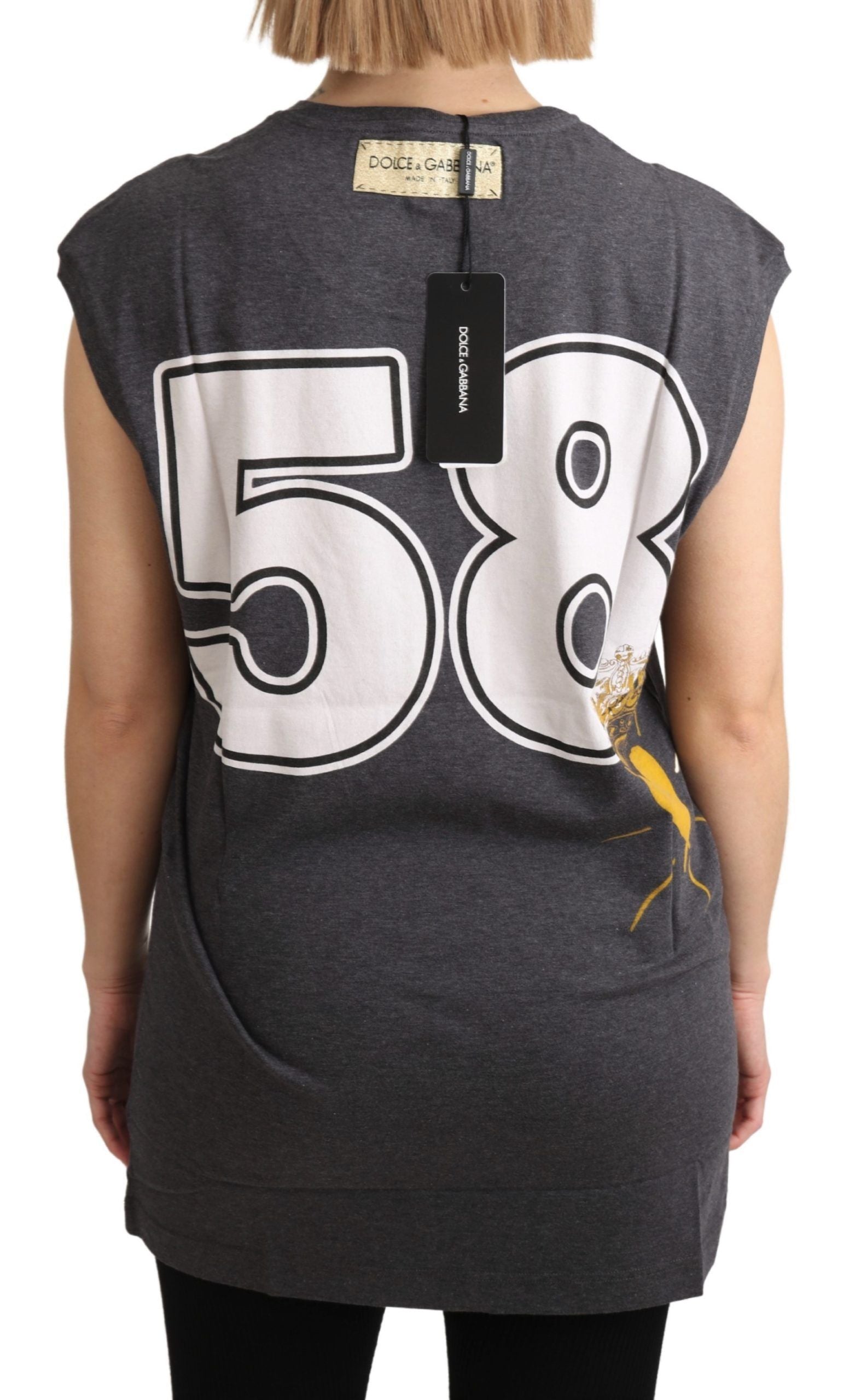 Dolce &amp; Gabbana Gray Cotton L'Amore Top Tank T-shirt