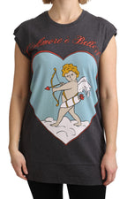 Dolce &amp; Gabbana Gray Cotton L'Amore Top Tank T-shirt