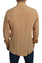 Dolce &amp; Gabbana Yellow 100% Silk GOLD Top Slim Shirt