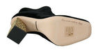Dolce &amp; Gabbana Black Velvet Crystal Square Heels Shoes