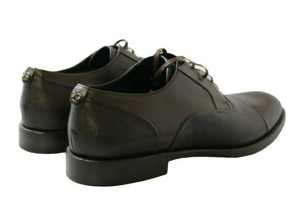 Dolce &amp; Gabbana Brown Leather Laceups Dress Mens Shoes
