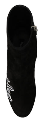 Dolce &amp; Gabbana Black Suede Love Is Beauty Boots Shoes
