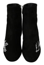 Dolce &amp; Gabbana Black Suede Love Is Beauty Boots Shoes