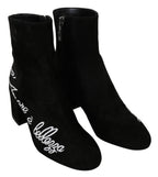 Dolce &amp; Gabbana Black Suede Love Is Beauty Boots Shoes