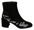 Dolce &amp; Gabbana Black Suede Love Is Beauty Boots Shoes