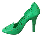 Dolce &amp; Gabbana Green Crystal Floral Heels CINDERELLA Shoes
