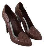 Dolce &amp; Gabbana Brown Floral Crystal Heels CINDERELLA Shoes