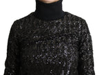 Dolce &amp; Gabbana Black Sequined Knitted Turtle Neck Sweater
