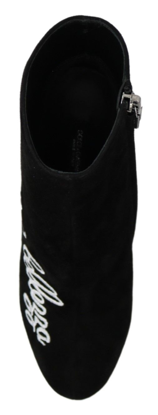 Dolce &amp; Gabbana Black Suede Love Is Beauty Boots Shoes
