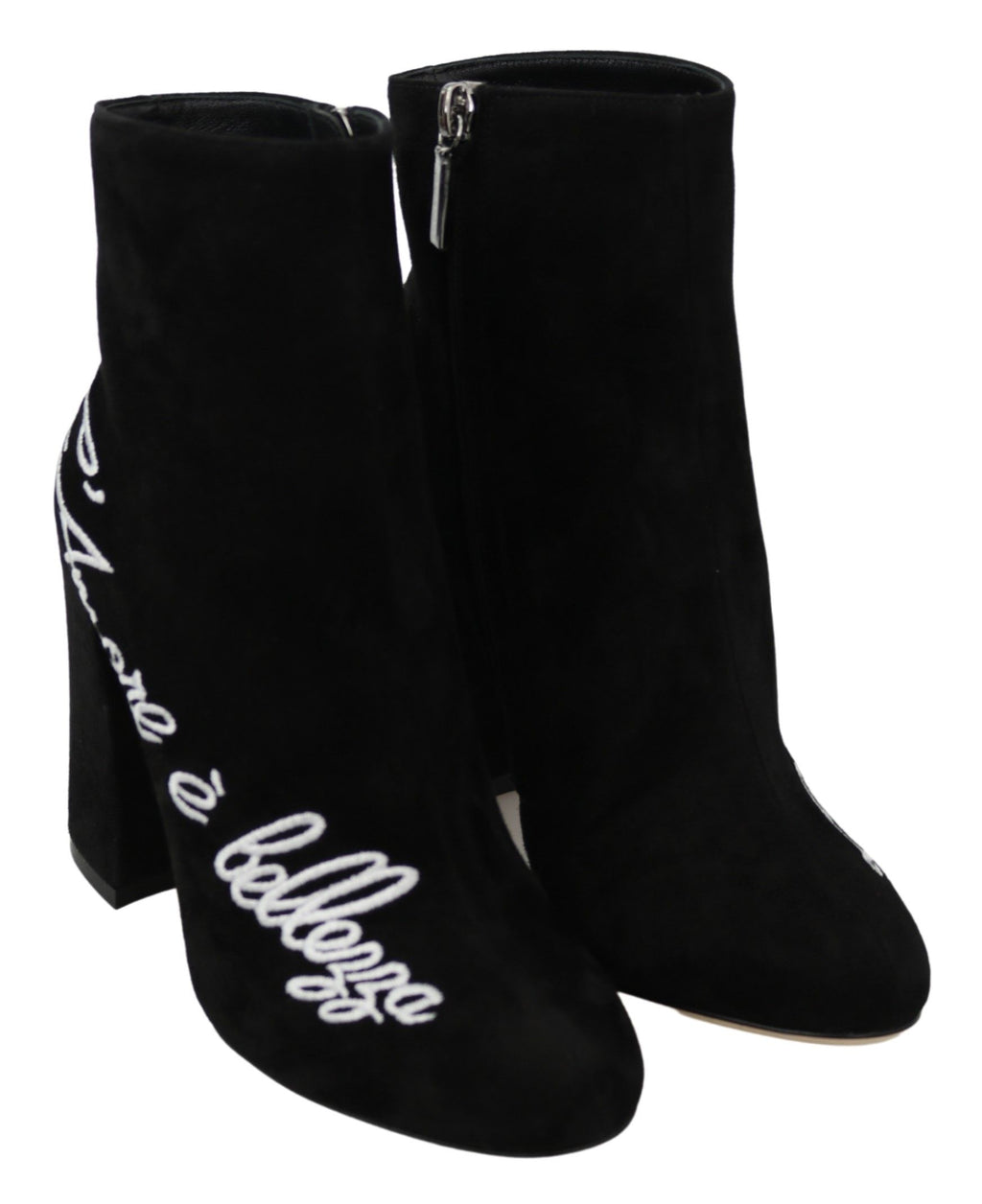 Dolce &amp; Gabbana Black Suede Love Is Beauty Boots Shoes
