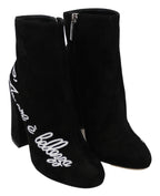Dolce &amp; Gabbana Black Suede Love Is Beauty Boots Shoes