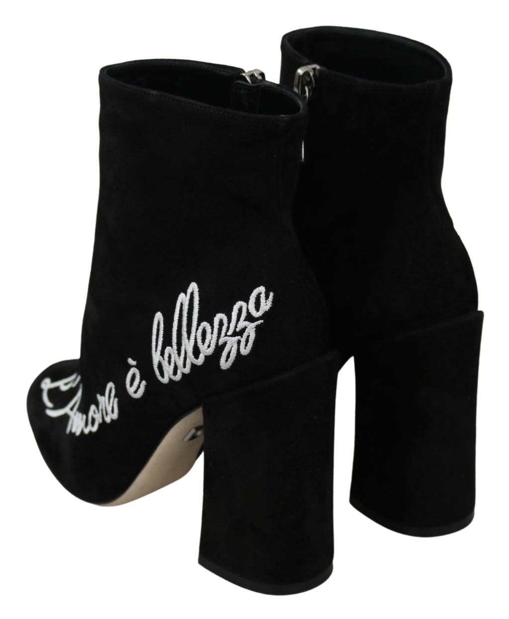 Dolce &amp; Gabbana Black Suede Love Is Beauty Boots Shoes