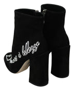 Dolce &amp; Gabbana Black Suede Love Is Beauty Boots Shoes